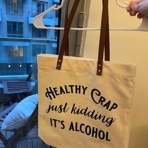 Canvas Tote Bag with Brown Straps